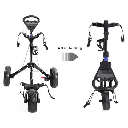 Golf Club Buggy Trolley Cart Compact Foldable 3 Wheel