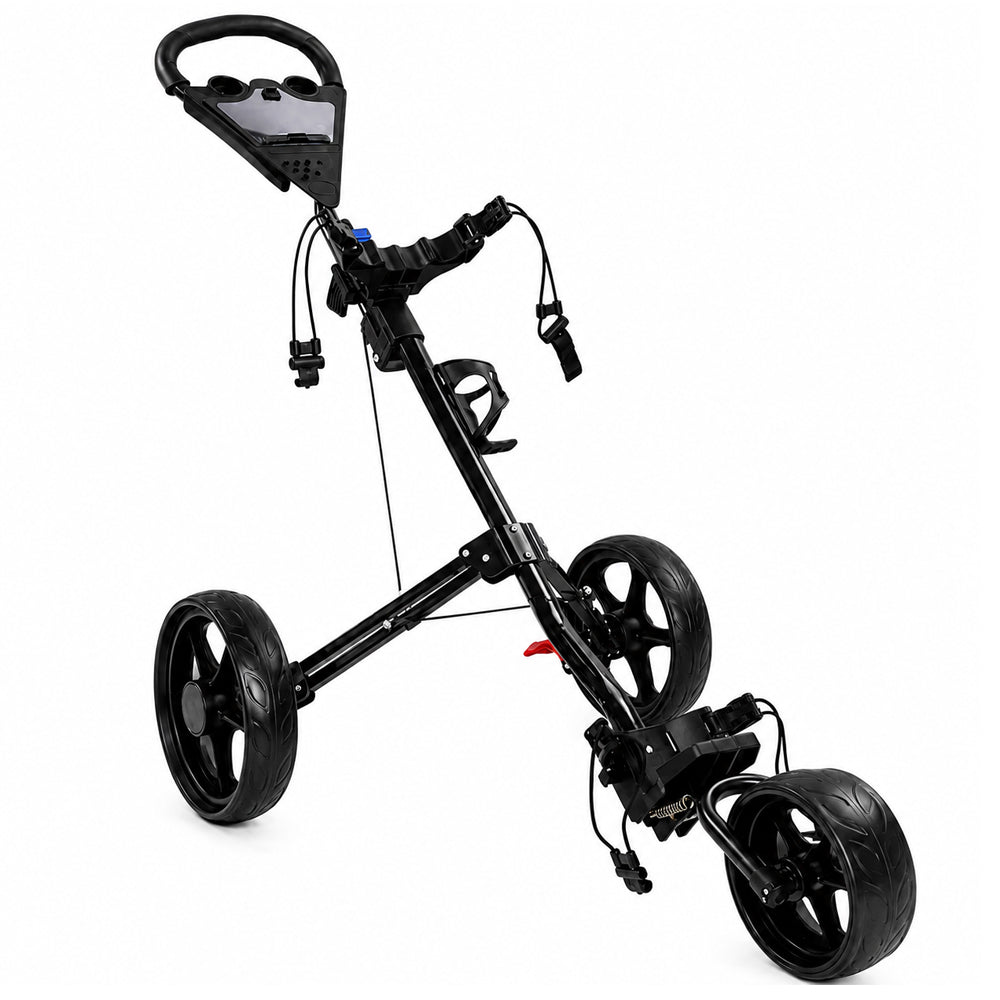 Golf Club Buggy Trolley Cart Compact Foldable 3 Wheel