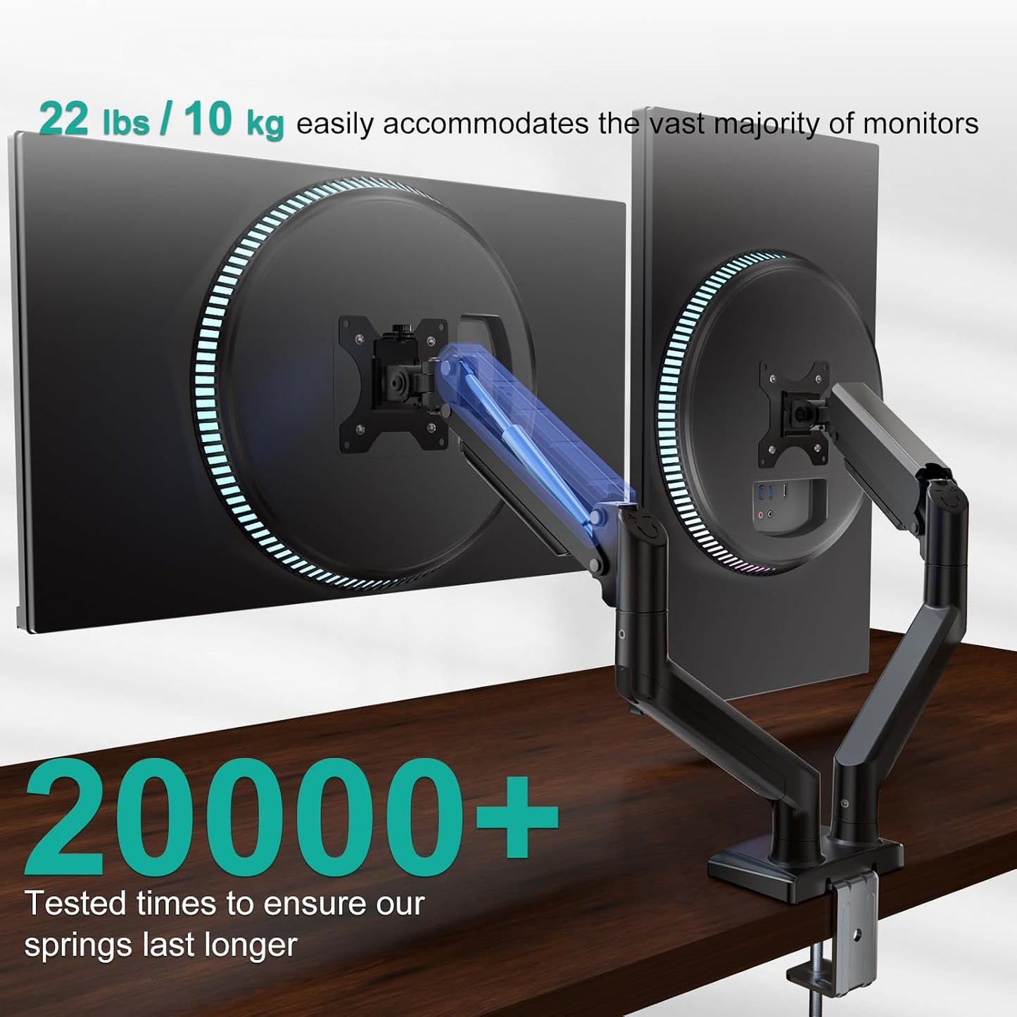Dual Arm Monitor Stand Hydraulic Mount
