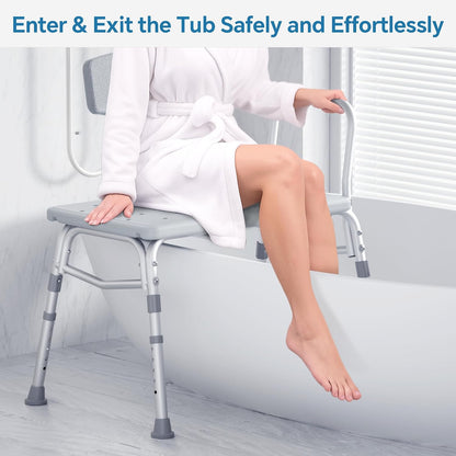 Adjustable Shower Chair Bath Tub Transfer Bench for Elderly Disabled