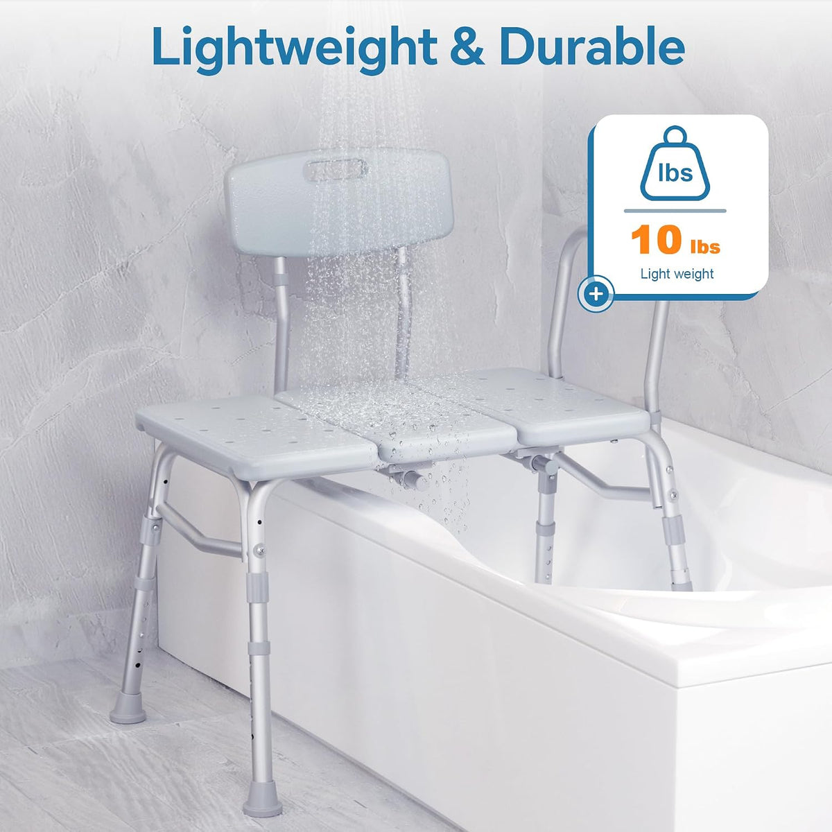 Adjustable Shower Chair Bath Tub Transfer Bench for Elderly Disabled