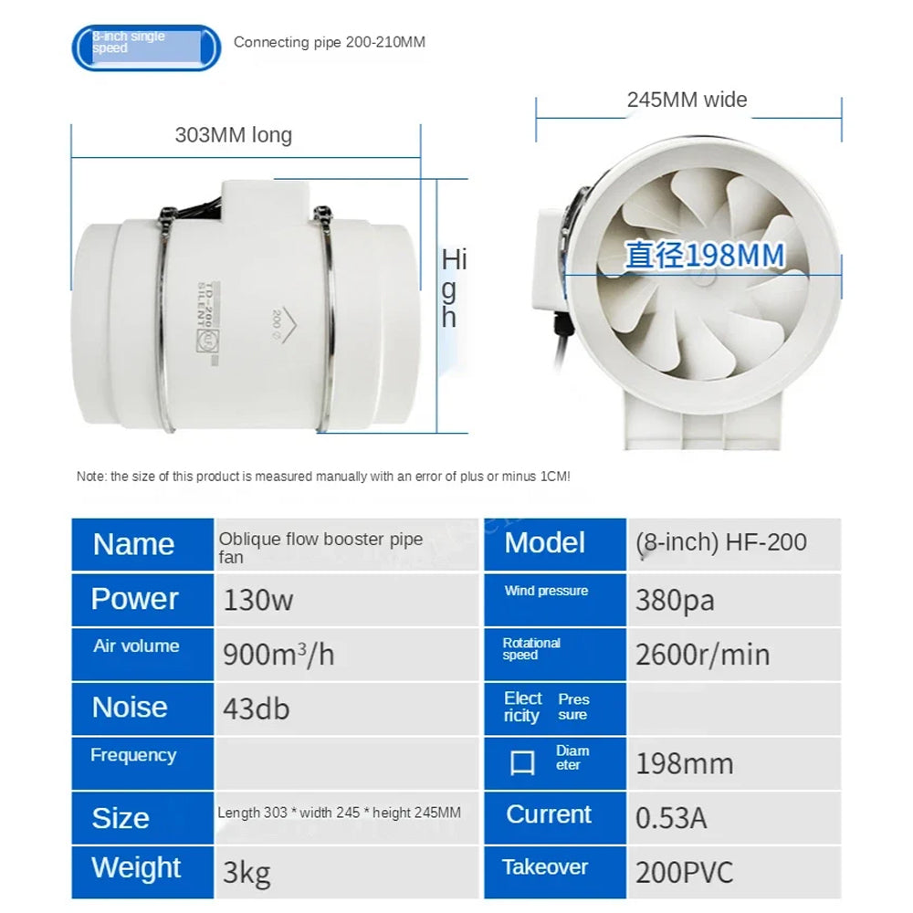 8inch Inline Extractor Fan Exhaust Duct