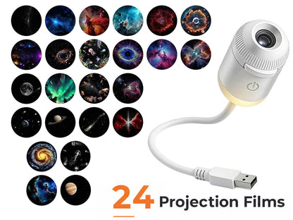 USB Galaxy Projector & Night Light – Planetarium Star Lamp with 24 Interchangeable Slides