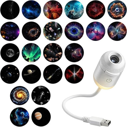 USB Galaxy Projector & Night Light – Planetarium Star Lamp with 24 Interchangeable Slides