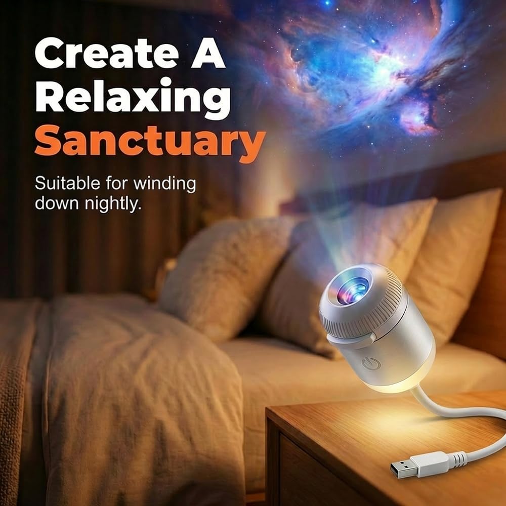 USB Galaxy Projector & Night Light – Planetarium Star Lamp with 24 Interchangeable Slides