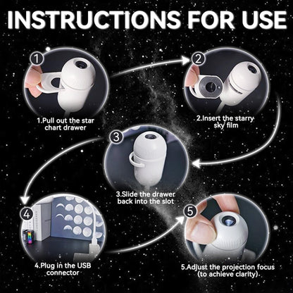 USB Galaxy Projector & Night Light – Planetarium Star Lamp with 24 Interchangeable Slides