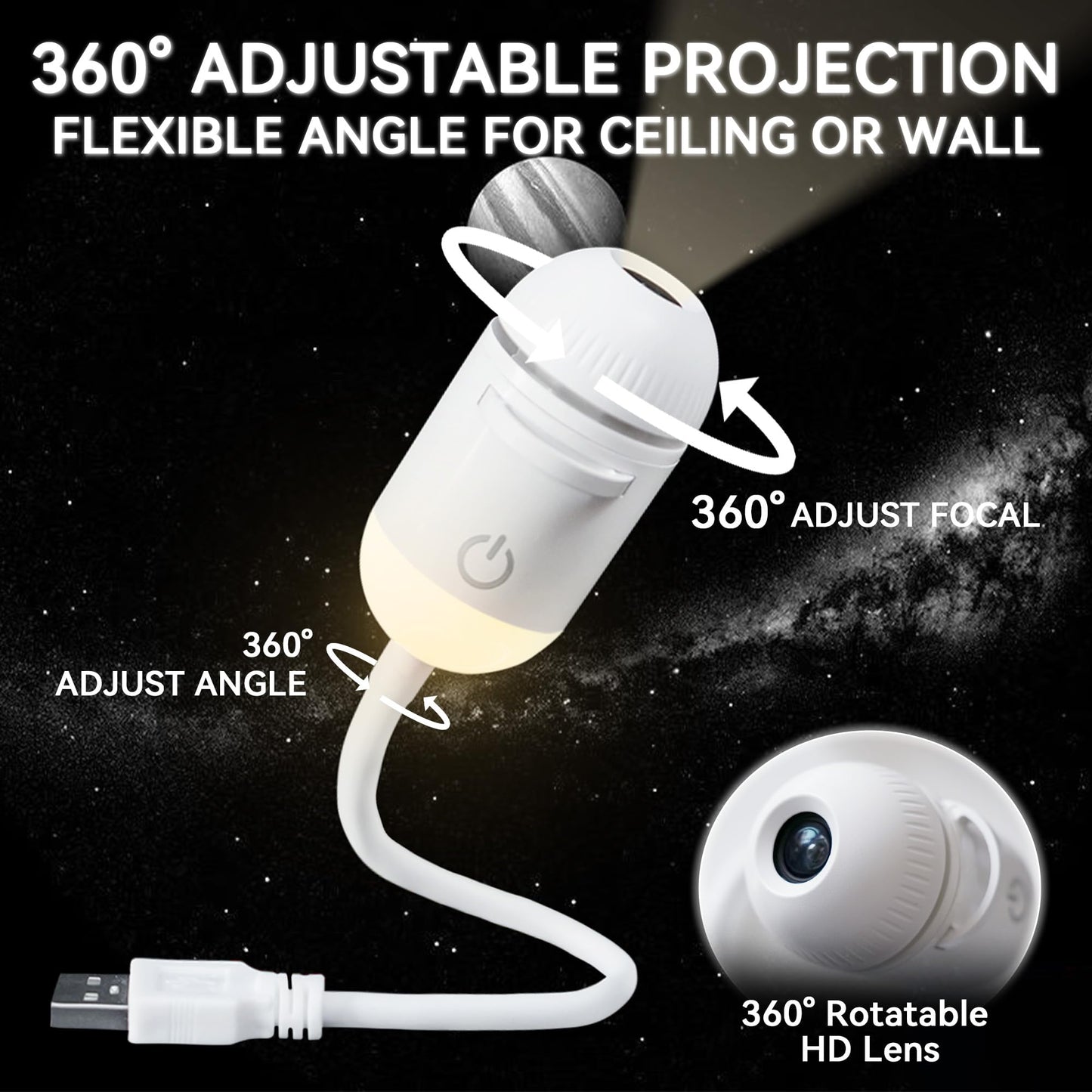 USB Galaxy Projector & Night Light – Planetarium Star Lamp with 24 Interchangeable Slides