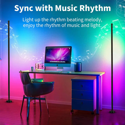 Corner LED RGB Floor Lamp With Music Sync App & Remote Control