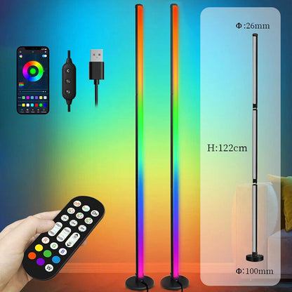 Corner LED RGB Floor Lamp With Music Sync App & Remote Control