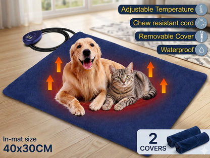 Electric Pet Heat Pad Heating Mat Dog with 2 Cloth Covers