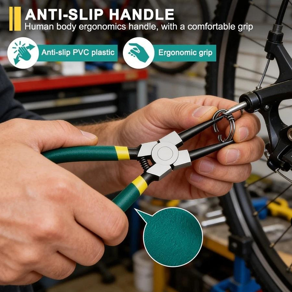 4 Piece Circlip Pliers Set with Straight & Curved Tips and Storage Case