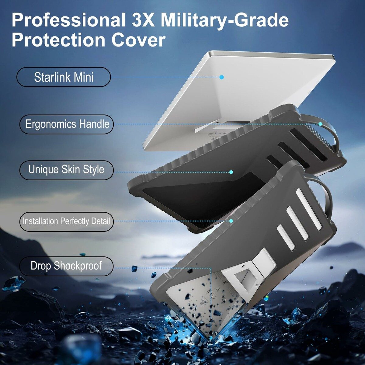 Starlink Mini Protective Cover Silicone Shockproof Case with Portable Handle