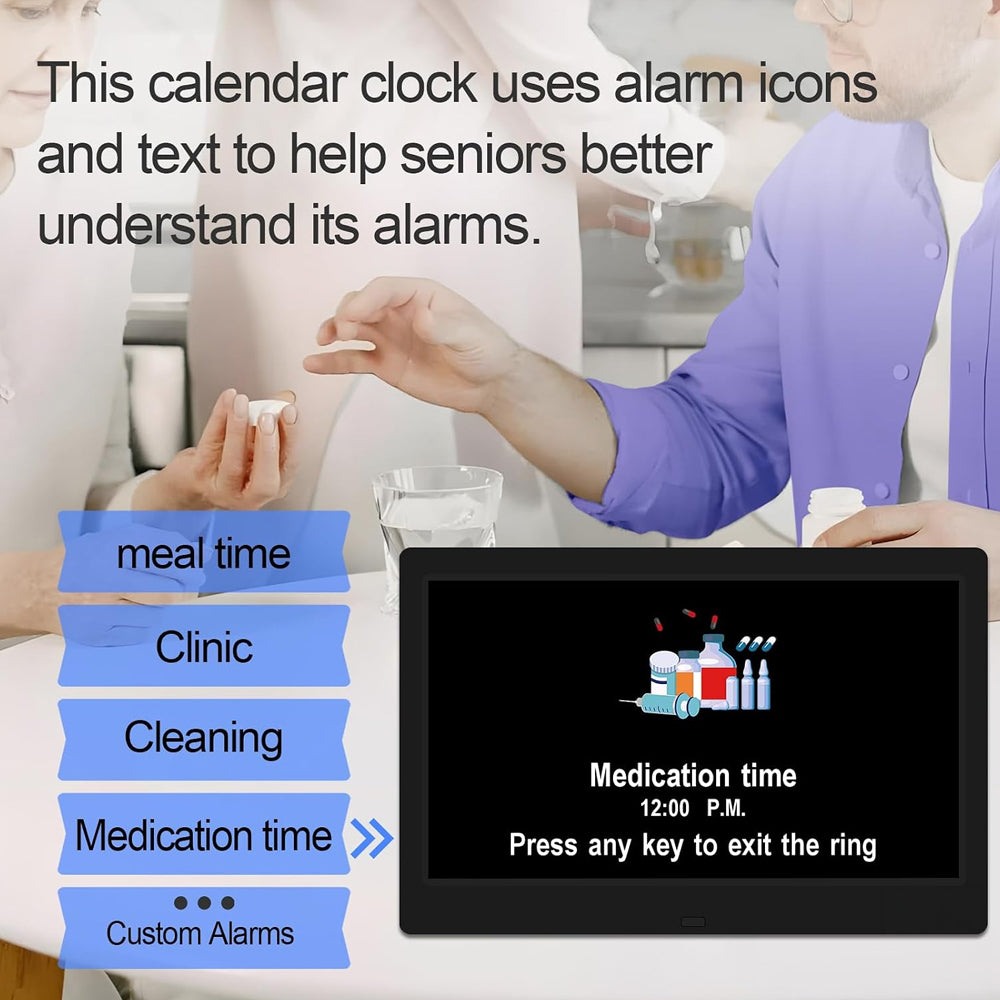 10" Dementia Calendar Clock Digital Alarm Clock