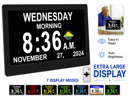 10" Dementia Calendar Clock Digital Alarm Clock
