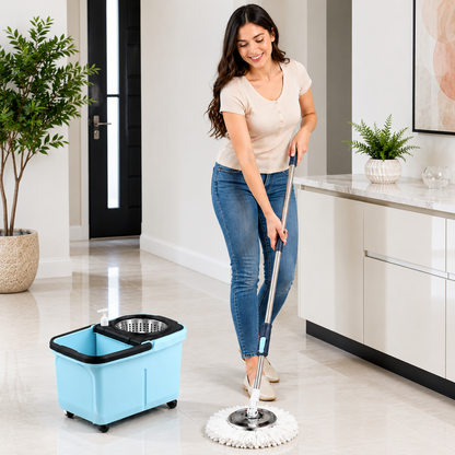 360 Spin Mop + Bucket Set  Rotate Spinning Microfiber Mop