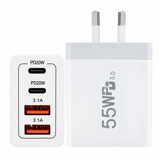 55W DUAL USB C PD Fast Charging Wall USB C Charger Power Adapter Type C
