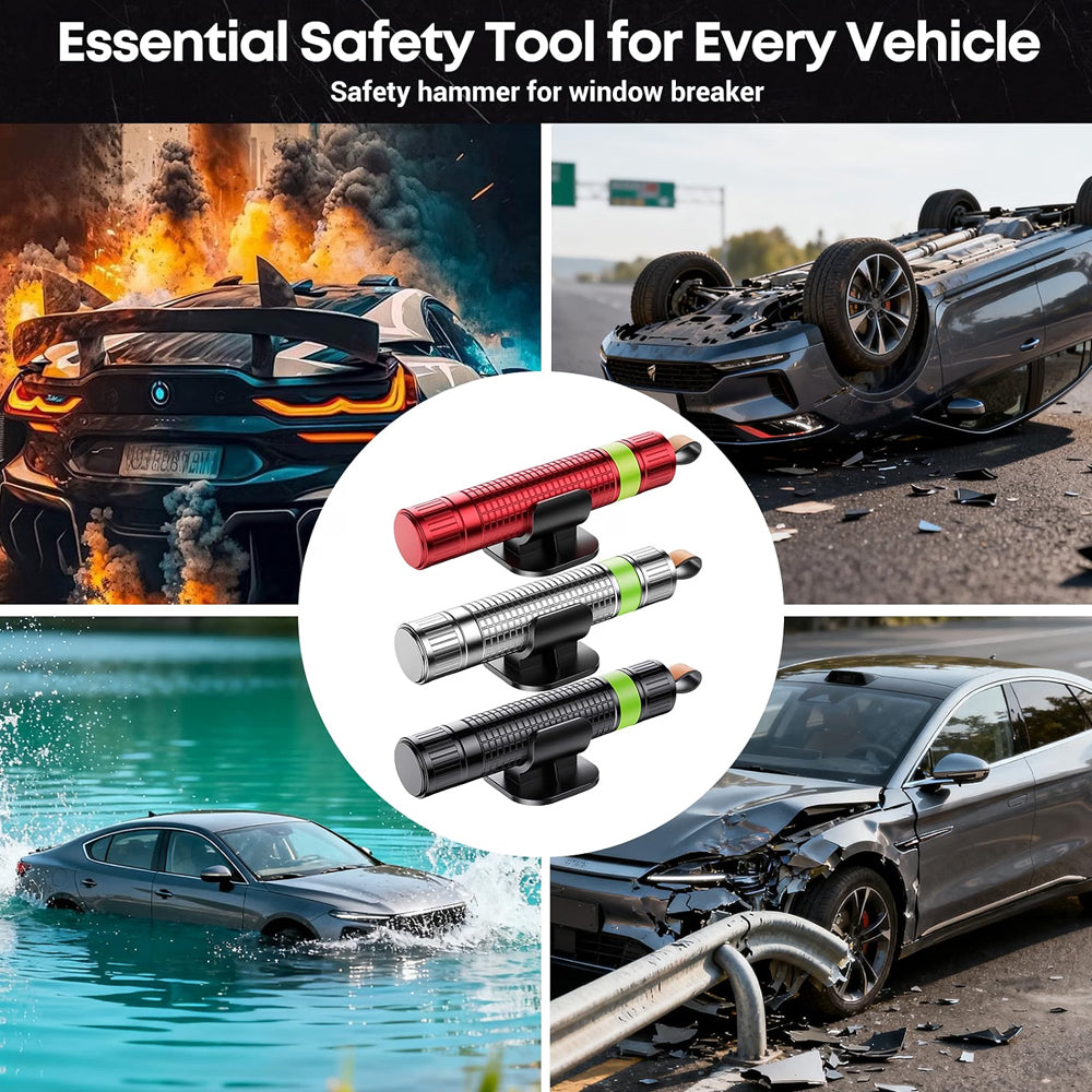 Car Safety Hammer, 2-in-1 Car Window Breaker with Seat Belt Cutter