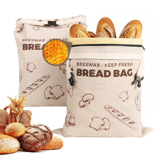 Large Linen Beeswax Bread Bags