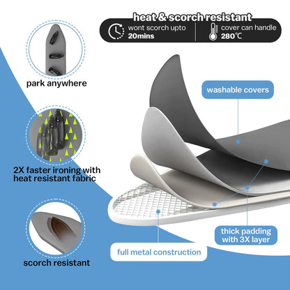 Wall Mounted Ironing Board with Height Adjustment Foldable