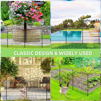 10 Pack Metal Garden Barrier Fence - 80cm Animal Fence Panels