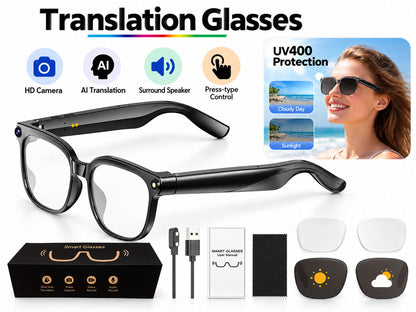 AI Smart Glasses with 8MP Camera, Real-Time Translation & Bluetooth Calling