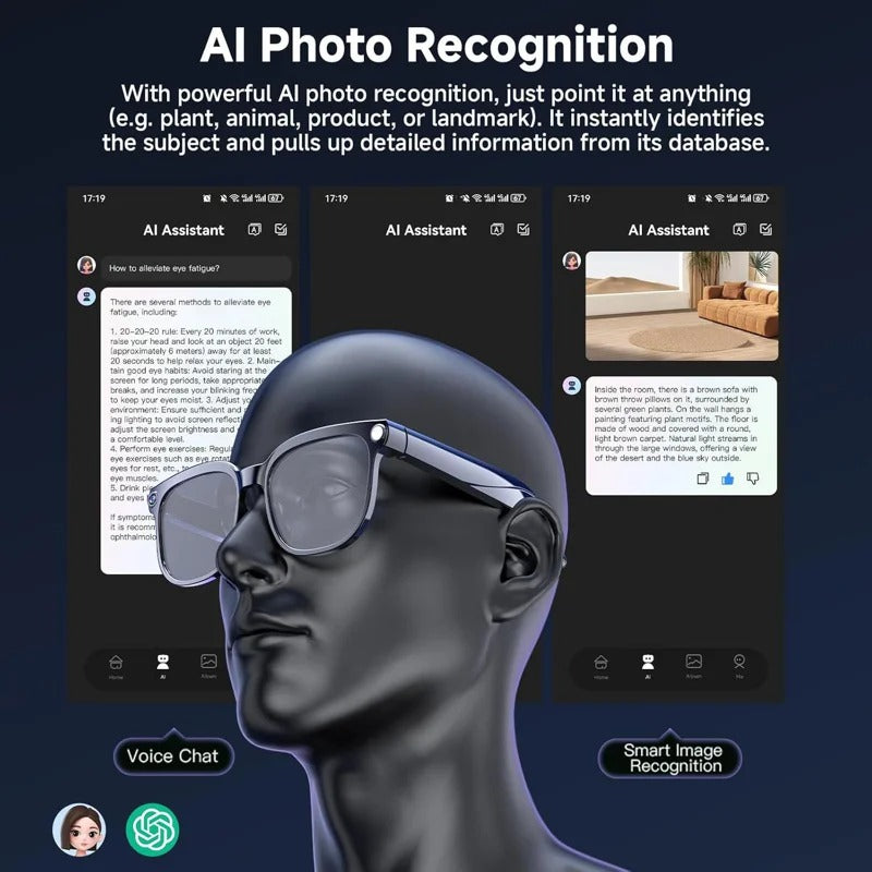 AI Smart Glasses with 8MP Camera, Real-Time Translation & Bluetooth Calling