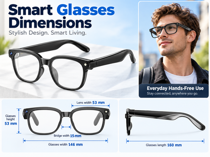 AI Smart Glasses with 8MP Camera, Real-Time Translation & Bluetooth Calling