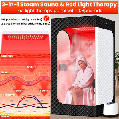 Infrared Steam Sauna with Red Light Therapy