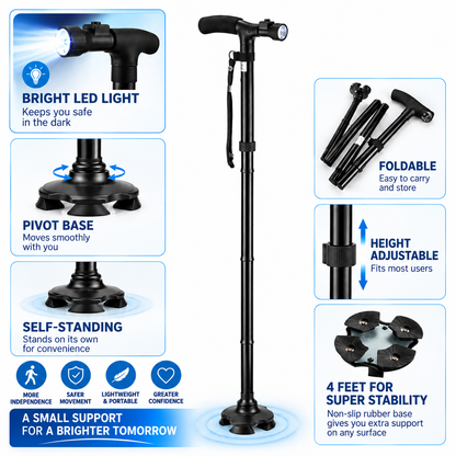 Folding Cane with Led Light Walking Stick
