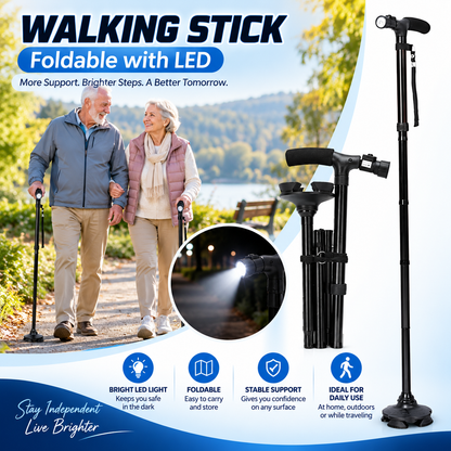 Folding Cane with Led Light Walking Stick