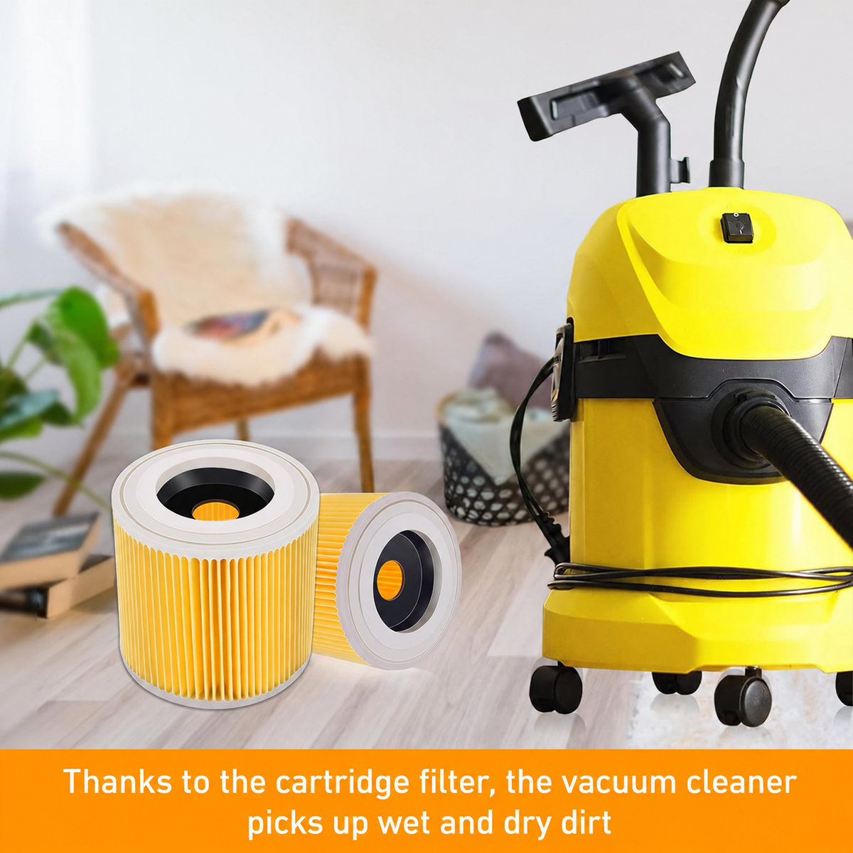 Cartridge Filter fits Karcher WD WD2 WD3 Series Wet & Dry Vac Vacuum Cleaner