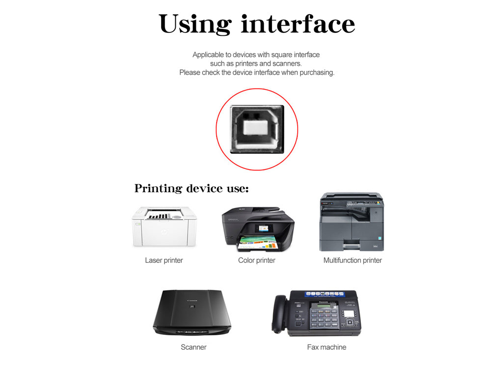 Printer Cable Usb 2.0 Printer Cable - A-Male To B-Male Cord - The Shopsite