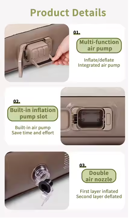 ECOTREK-Outdoor Inflatable Single Airbed Mattress with Built-in Pump
