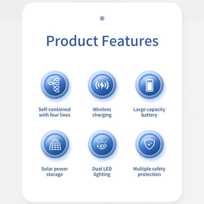 Solar charger with builtin cables