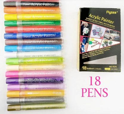 Acrylic Paint Markers Pens Water-Based Painting Marker 18 pcs