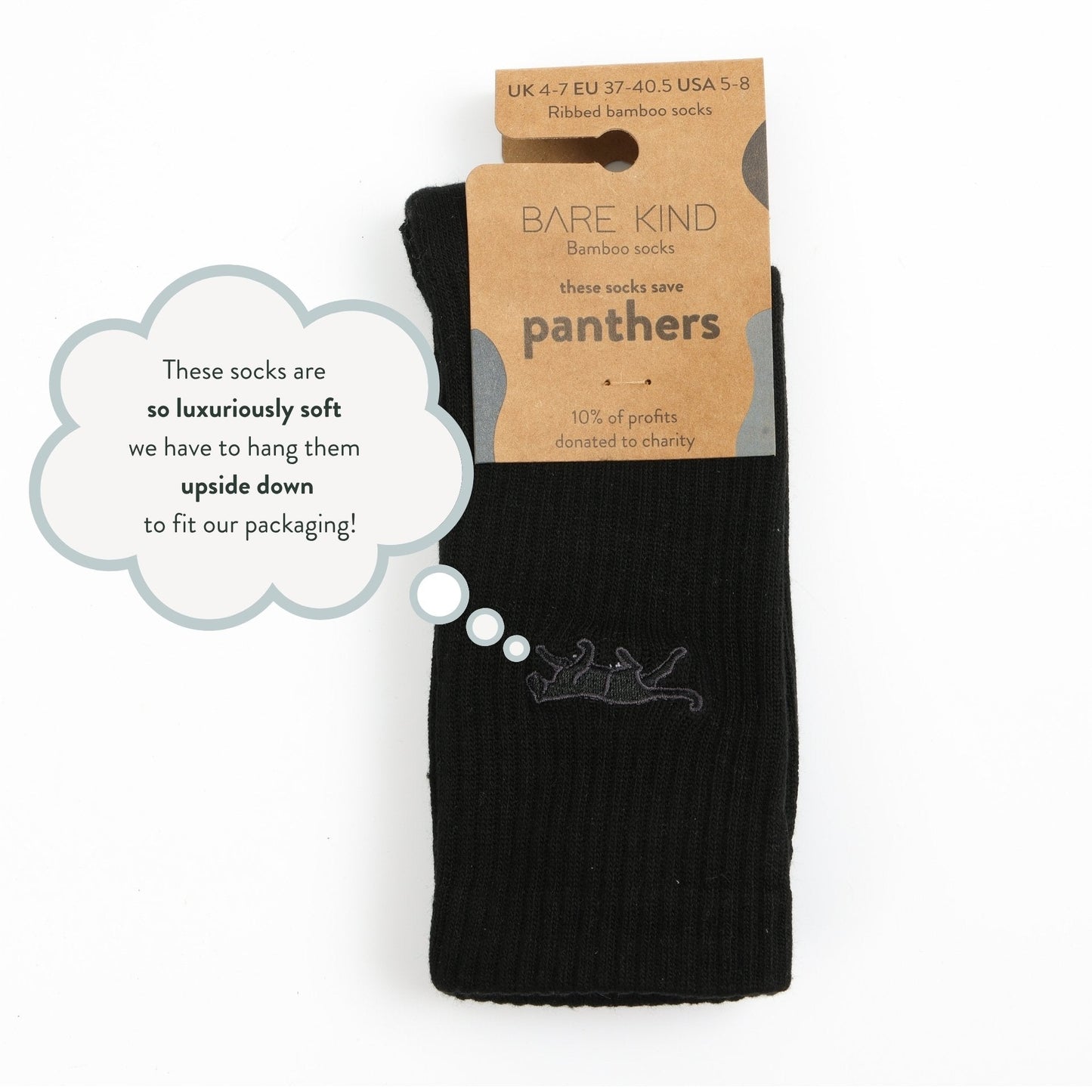 Save the Black Panthers Ribbed Bamboo Socks