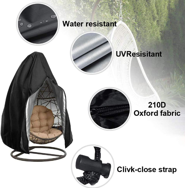 Patio Hanging Egg Chair Cover - Waterproof Outdoor Single Seat Swing Egg Chair