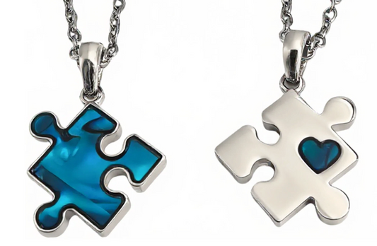 Paua Puzzle Necklace Heart - Silver