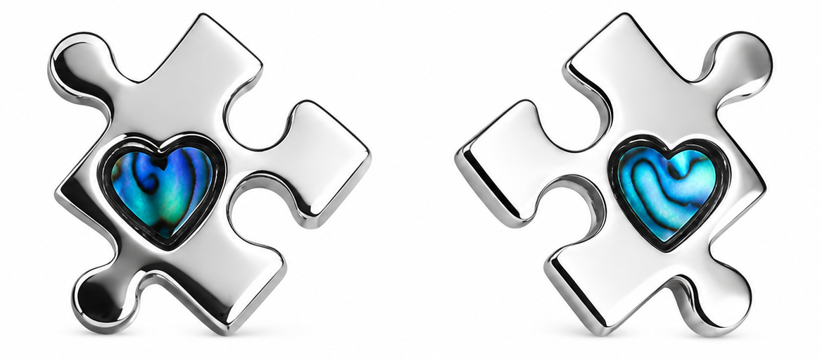 Paua Puzzle Studs - Silver