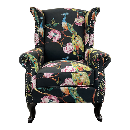 Peacock Wingback Armchair - Black