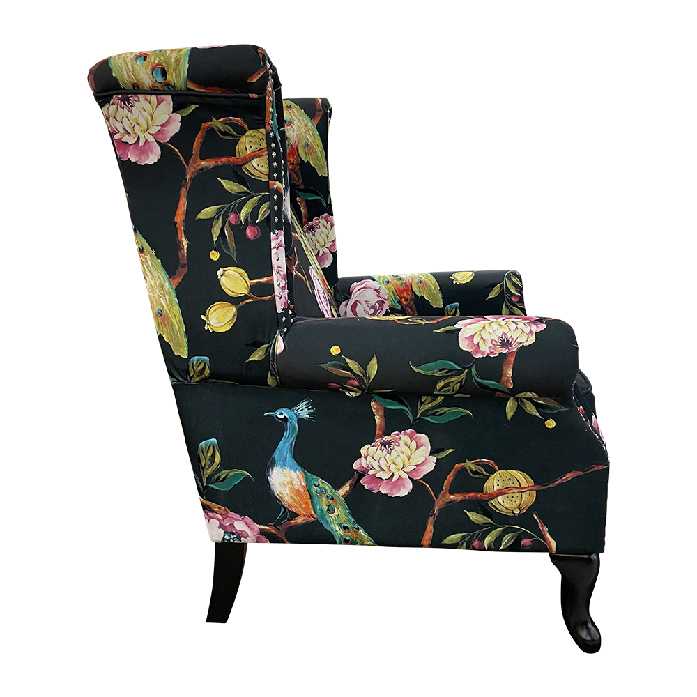 Peacock Wingback Armchair - Black
