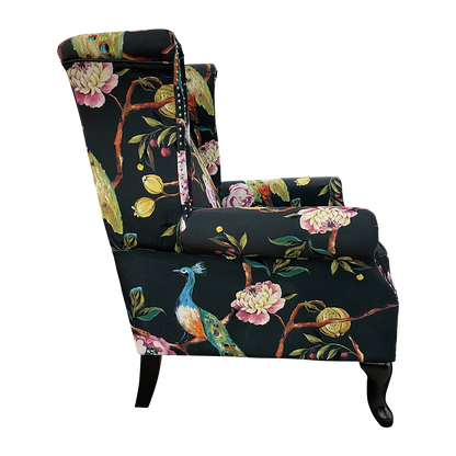 Peacock Wingback Armchair - Black