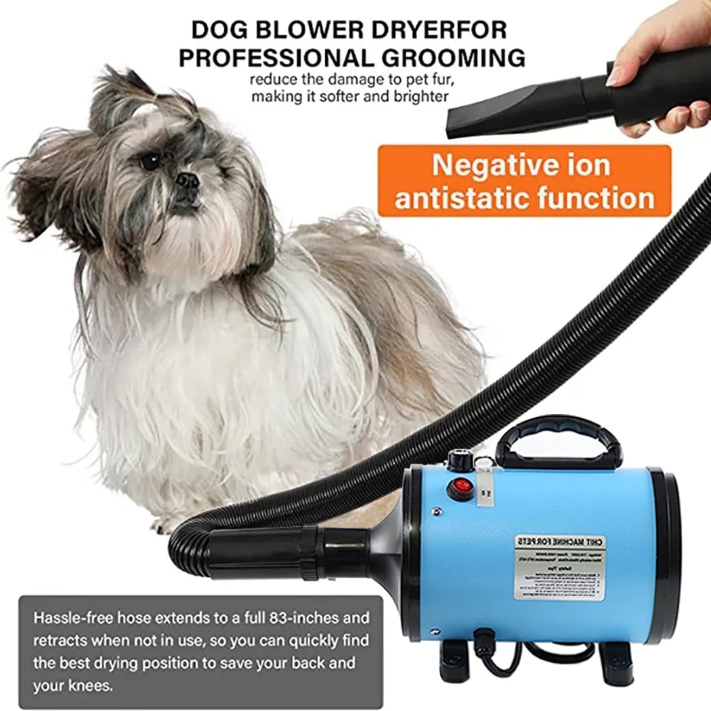 Pet Hair Dryer Grooming Blower Blue