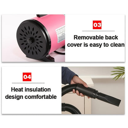 Pet Hair Dryer Grooming Blower Pink