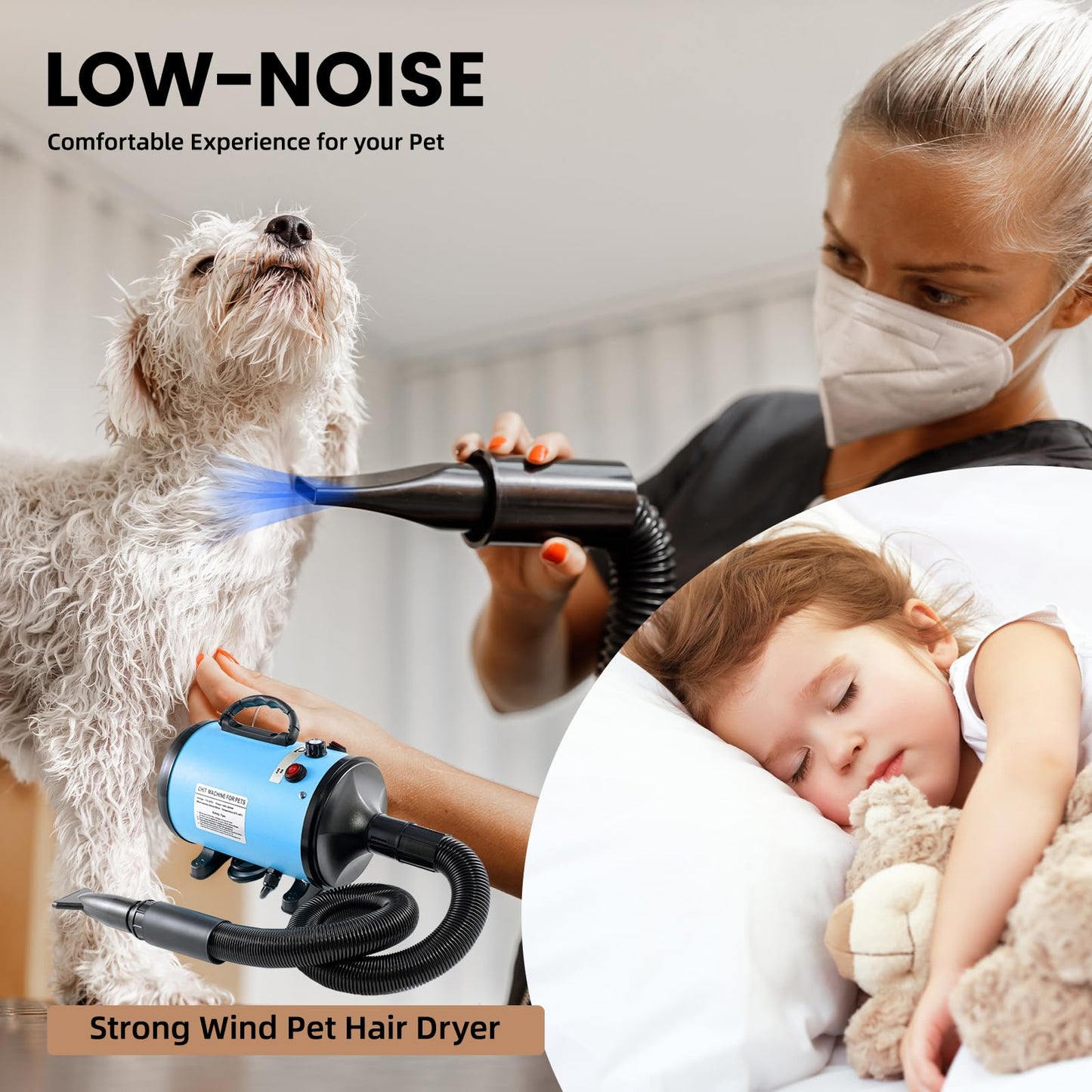 Pet Hair Dryer Grooming Blower Blue