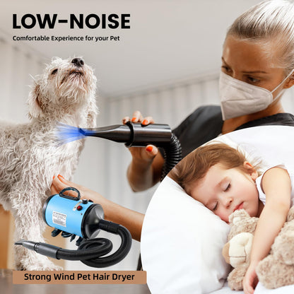 Pet Hair Dryer Grooming Blower Blue