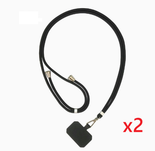 Phone Lanyard 2 Packs - 2× Adjustable Neck Strap Black