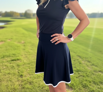 Women's Merino Swing Skirt with White Trim