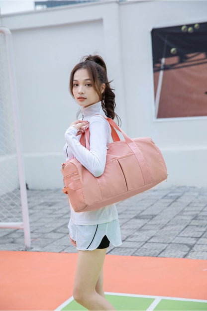 Large Black & Pink & Beige Duffle Bag