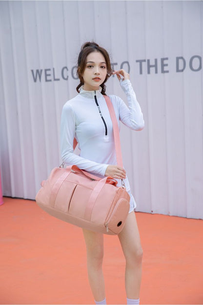 Large Black & Pink & Beige Duffle Bag